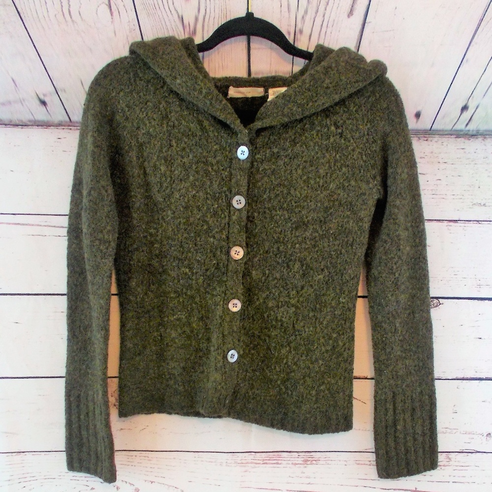 Anthro Sleeping on Snow green wool sweater small